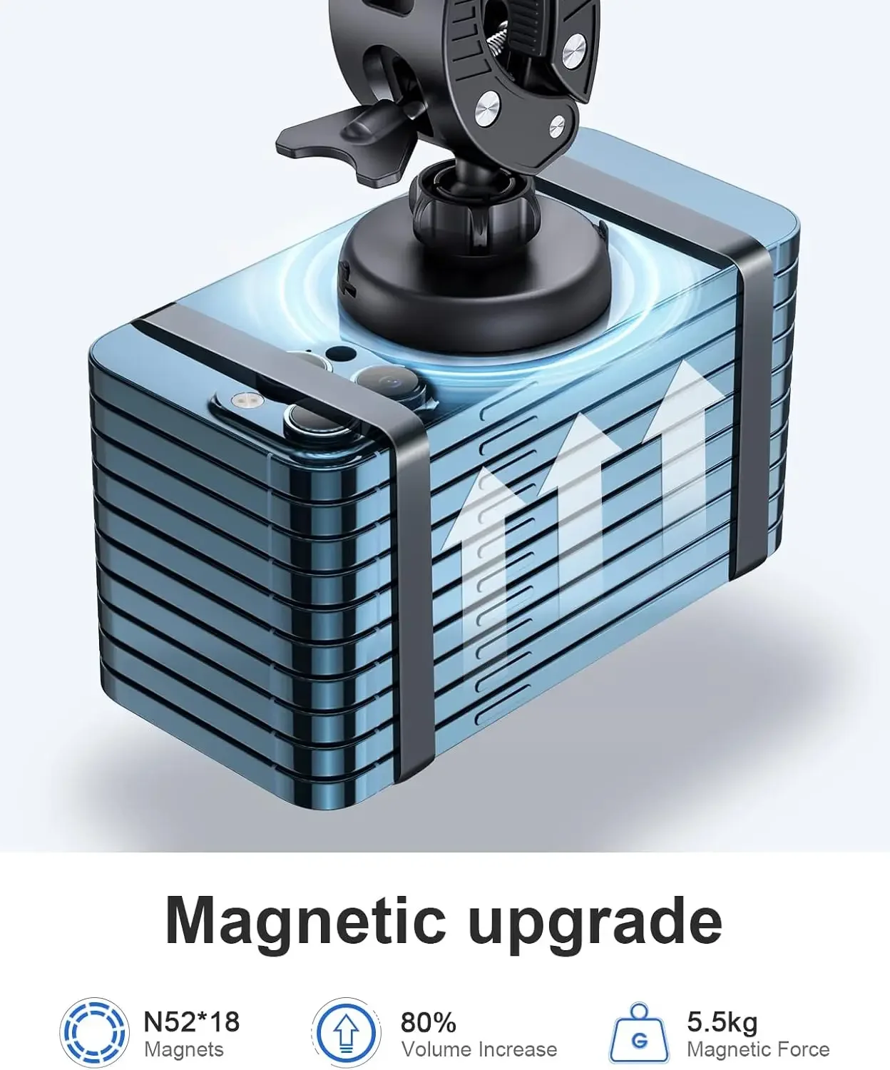 EWA 磁気自転車電話ホルダー回転オートバイハンドルバーホルダー、自転車スクーター電話クリップ iPhone 16 Pro Max、15 14 13用