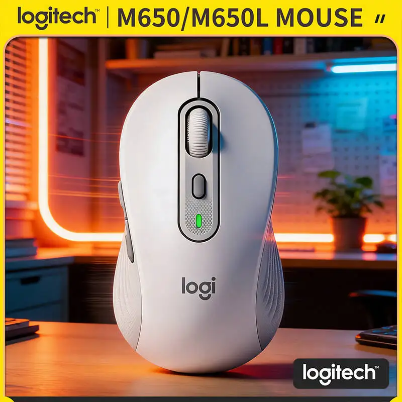 Logitech M650/M650L Wireless Ergonomic Mouse - 90% Quieter Operation, Dual Connectivity, 5 Programmable Buttons, 10m Range