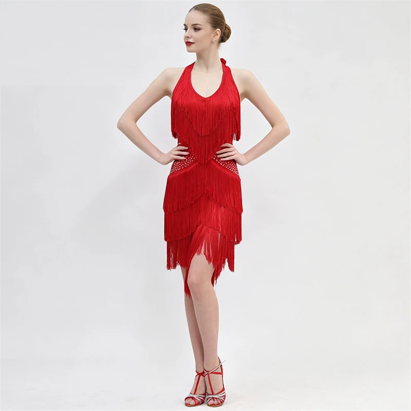 Damen Latein Tanzkleid Lila Quasten Strass Tanzkostüm Samba Tango Cha Cha Wettbewerb Bühnenauftritt Tanzkleidung 2026 – Detail 1