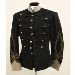 Men's Navy Black Hussar Military Jacket Cosplay Costume Civil War Men's Officer Costume 1860s victorian Men's Navy Jacket