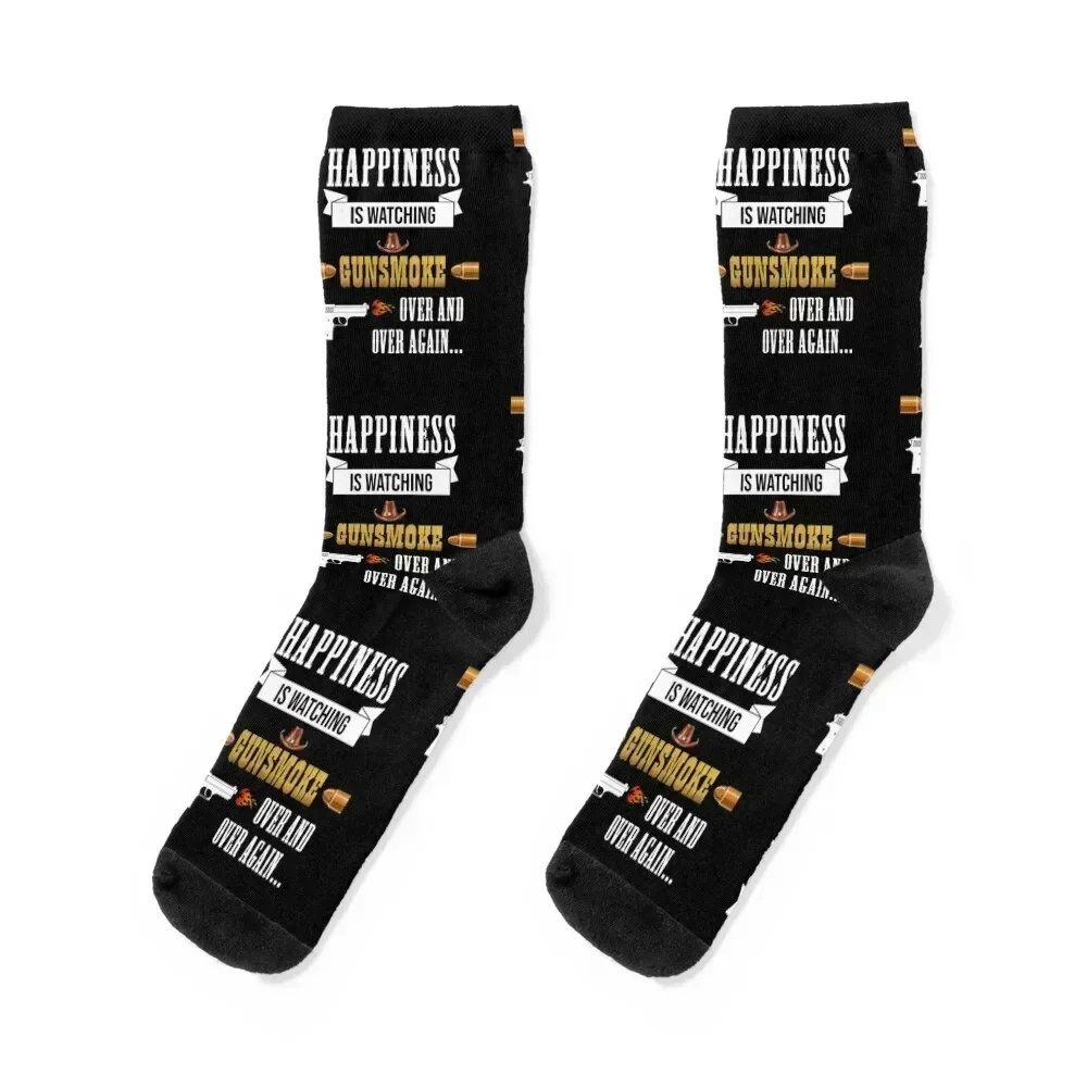 Happiness is watching gunsmoke over and over again.. Socks golf Hiking boots Luxury Woman Socks Men's