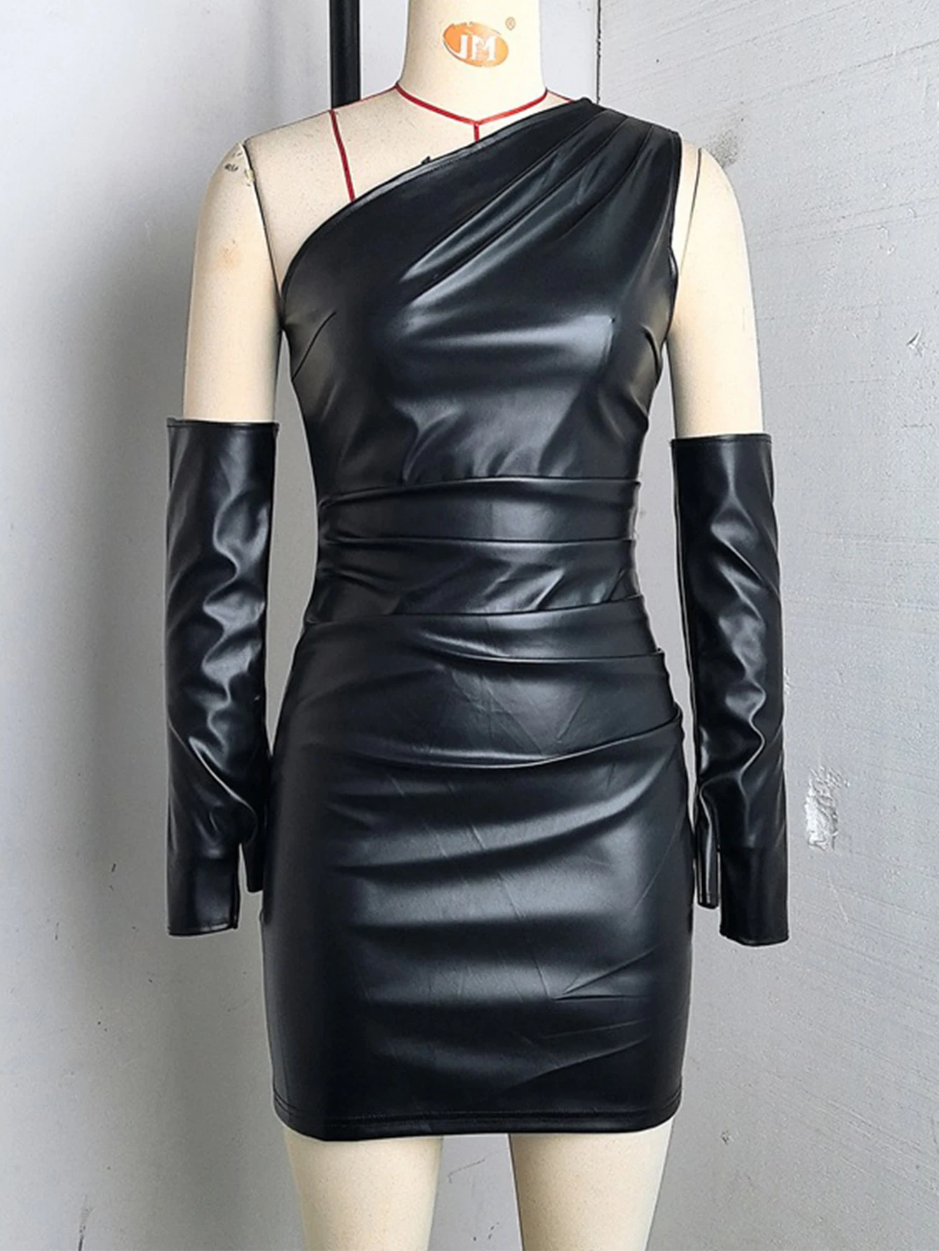 Sexy black PU leather mini summer dress women gothic backless club birthday party dress bodycon evening short dresses vestidos