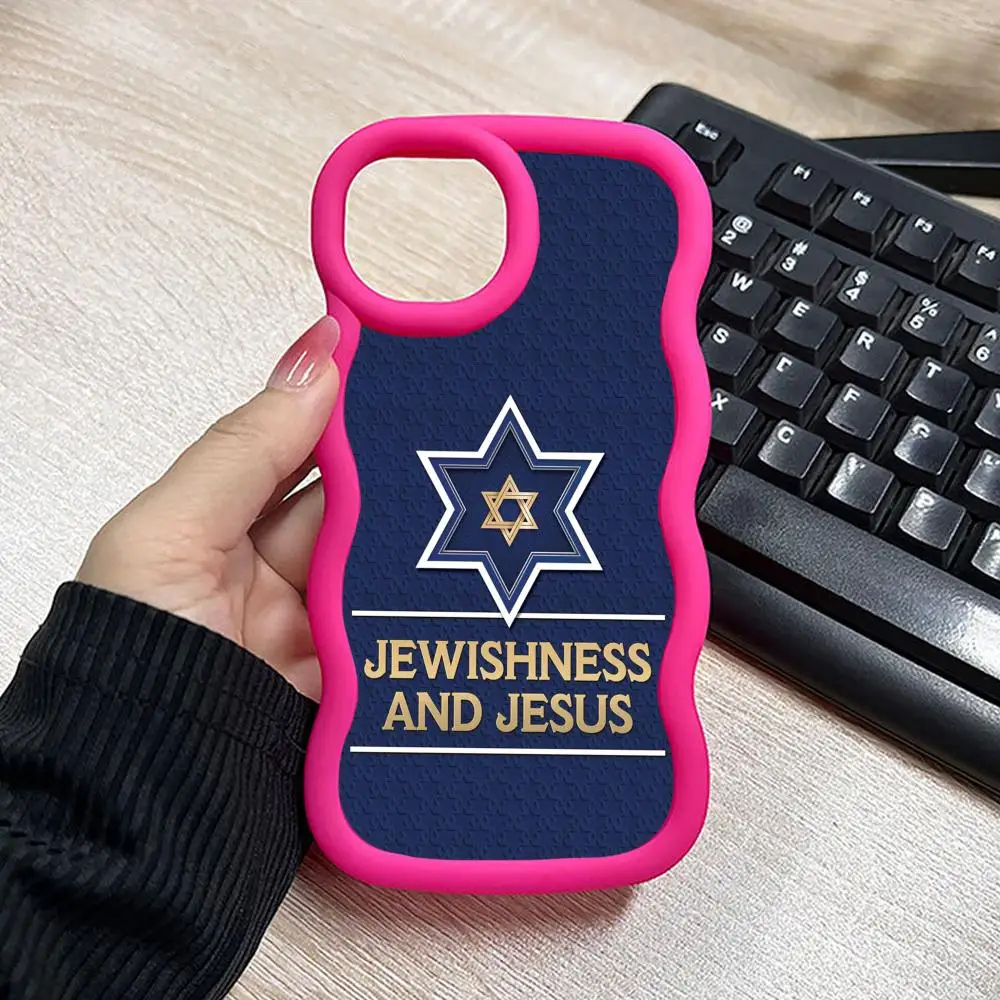 

Jewish David Star Mobile Cell Phone Case for iPhone 17 16 15 14 13 12 11 Air Pro Max Plus Wavy Edge TPU Colorful Cover Pretty