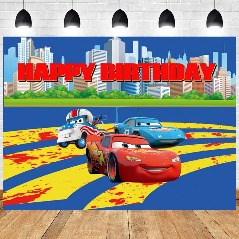 Filme mcqueen carros tema menino menina festa de aniversário fundo parede fotografia chá de bebê personalizado criança cartaz photo studio adereços