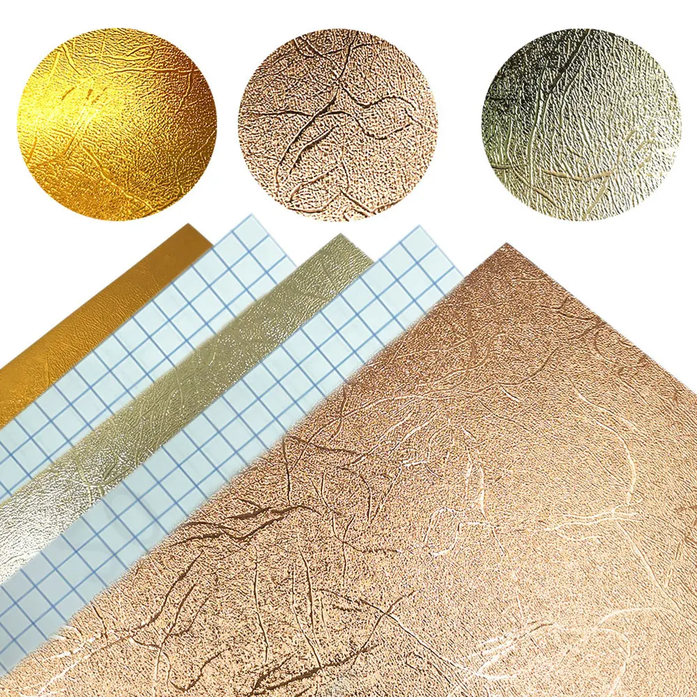 12x10in 5Pcs Metallic Textured Chrome Adhesive Vinyl Sheets Craft Film DIY Room Desk Table Wall Decals Decor Stickers For Cut