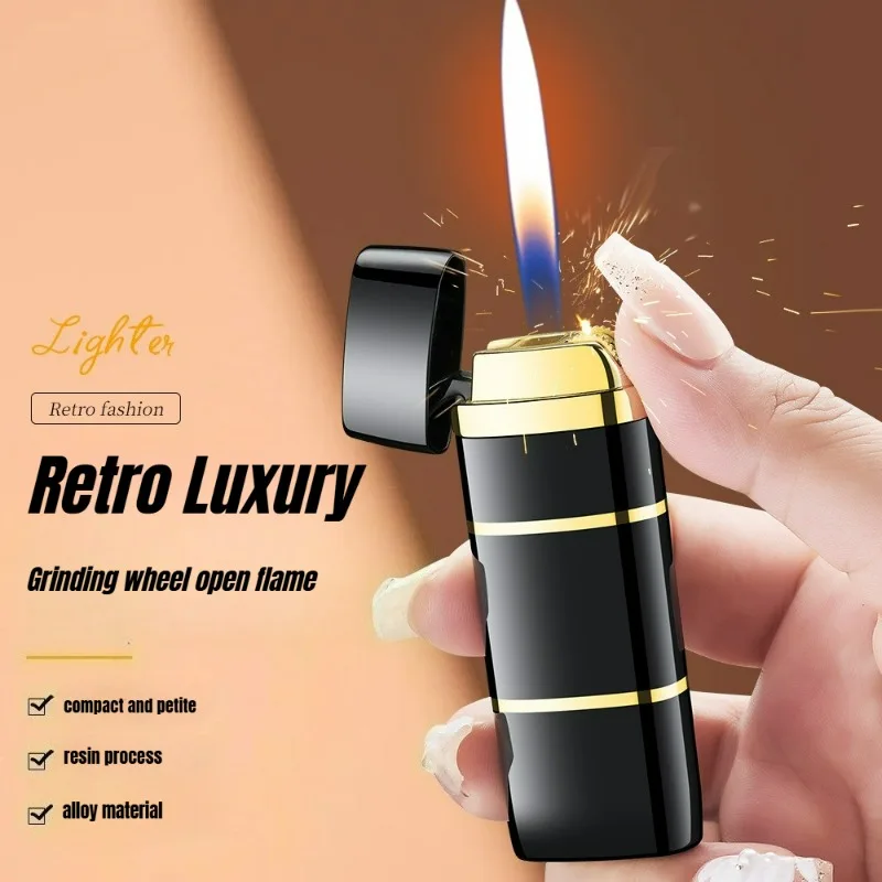 

Новинка 2026, металлическая бутановая надувная зажигалка, классическая модная шлифовальная зажигалка с открытым пламенем, портативная зажигалка, мужские аксессуары для сигарет