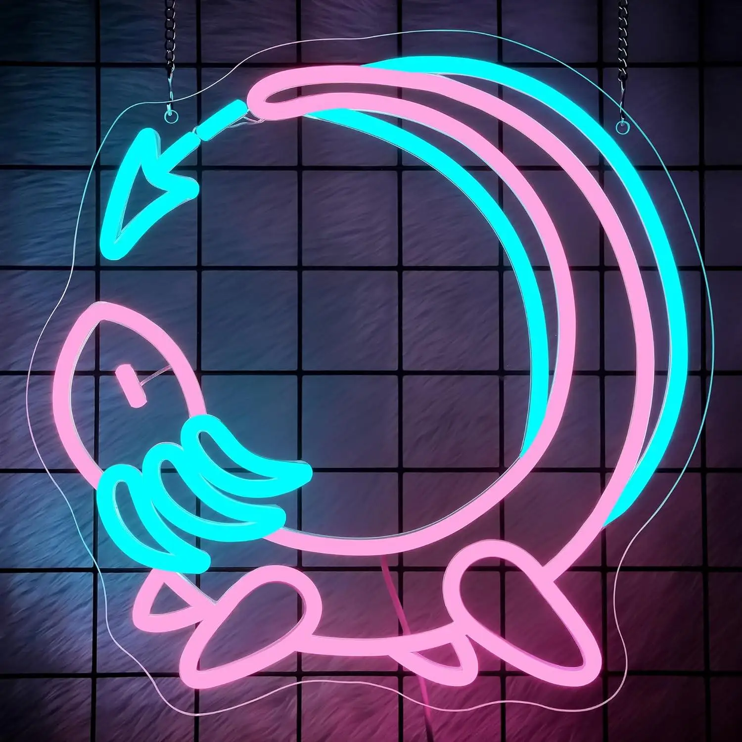 Axolotl Moon Neon Sign Animals USB Dimmable Neon Lights for Axolotl Lovers Children's Room Kids Birthday Bedroom Decoration Gift