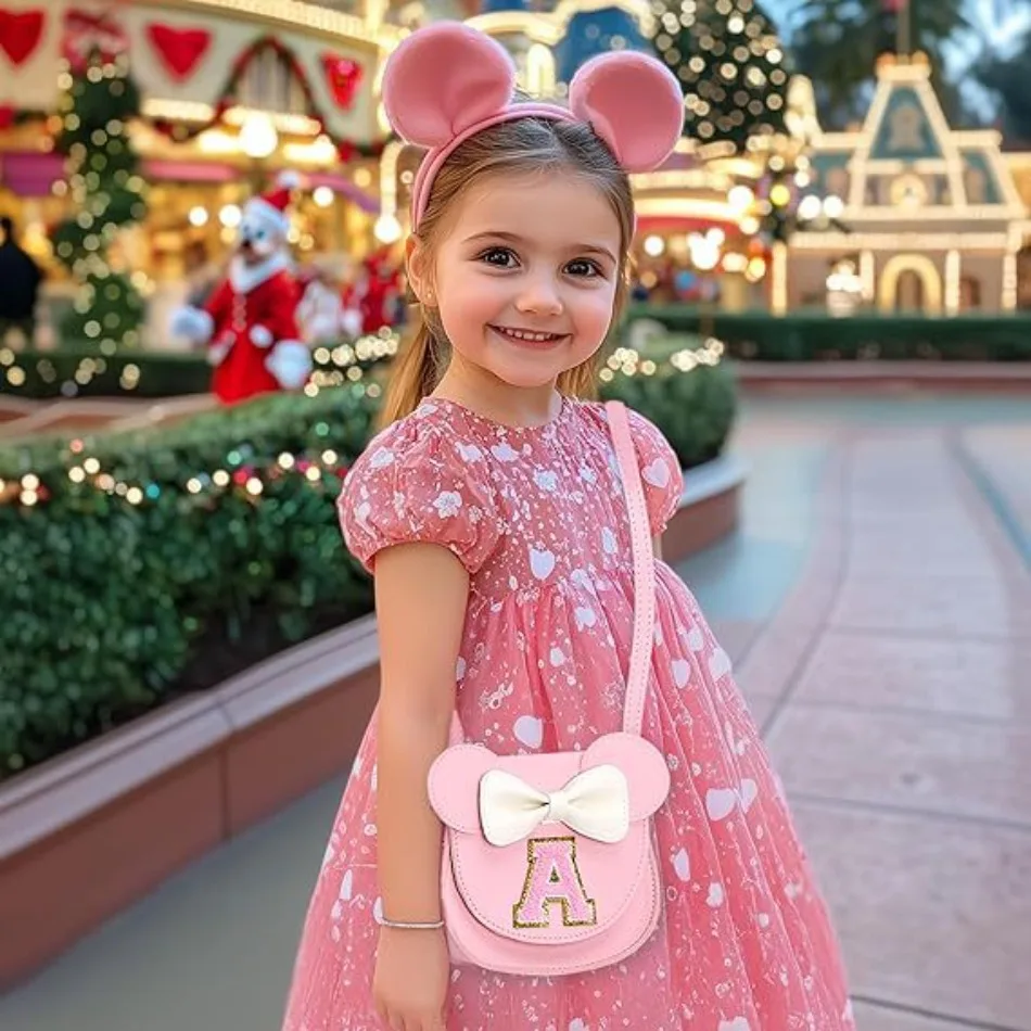 Todder Girls Pink Bow Alphabet Bag Kids Girls Shoulder Mouse Ear Messenger Bag Gifts Cross-Border Little Girl Mini Wallet XC14