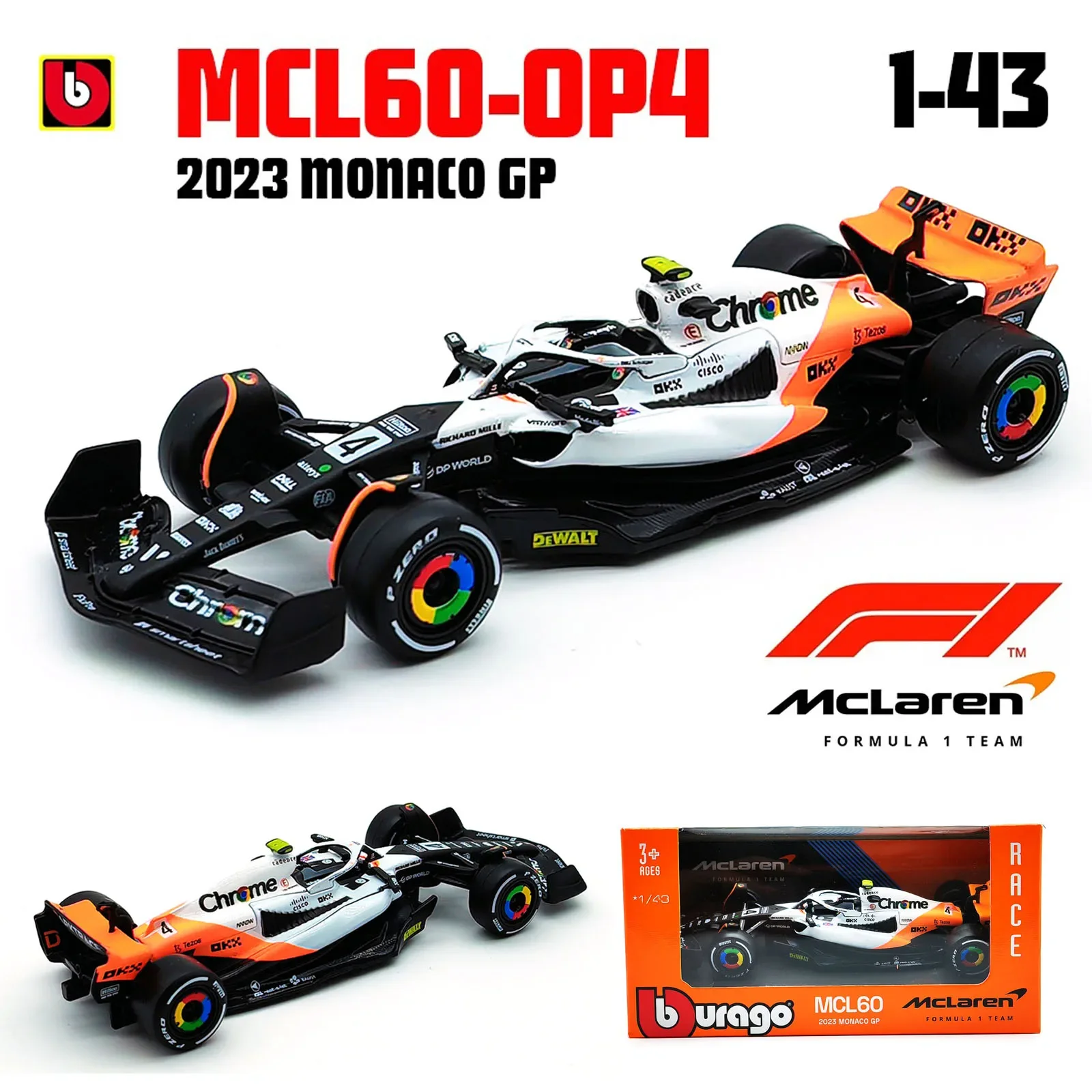 Bburago 1:43 NEW 2023 McLaren F1 Team MCL60 4# Lando Norris 81# Oscar Piastri Formula One Alloy Super Toy Die cast car model