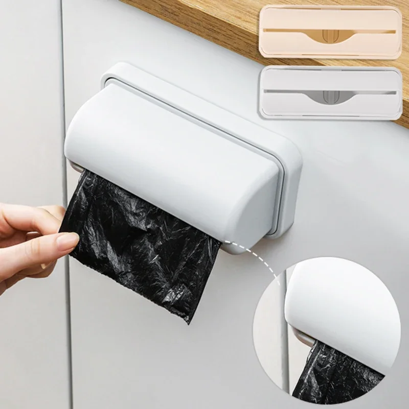 Garbage Bag Storage Box Cling Film Container Wall Mounted Trash Bags Holder Kitchen Plastic Bags Dispenser Bathroom Organization