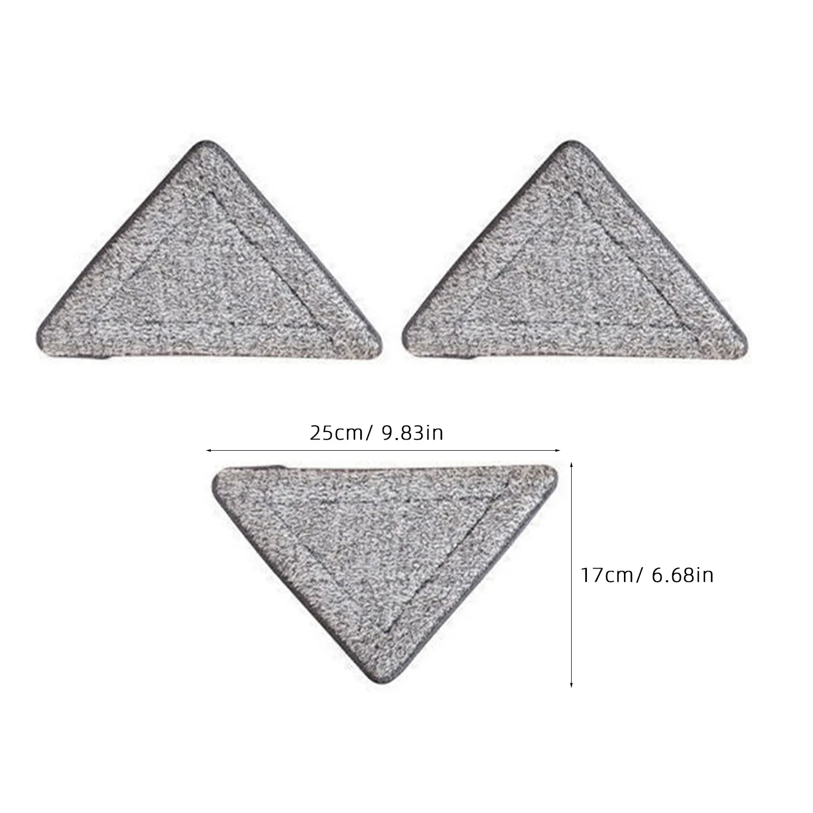 3Pcs Triangle Mop Replacement Pads Washable Reusable Super Absorbent Fibre Mop Heads for Laminate Marble Ceramic Stone Hard