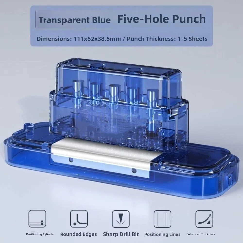 5 Holes Loose Leaf Hole Punch 5 Sheet Capacity Rounded Cutter Paper Puncher DIY 5.5mm Diameter Book Page Stitcher For A4 A5 B5