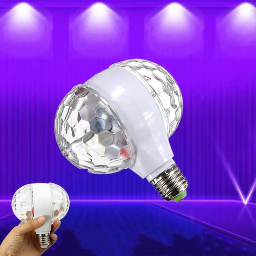 6W AC85-265V E27 LED Bulb Dual Head Colorful Crystal Strobe RGB Lamp Creative Auto Rotating Disco Lights