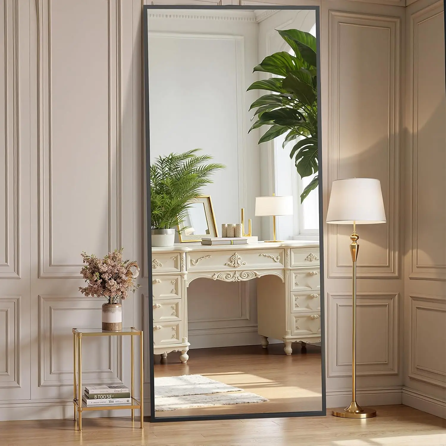 

65x24 Inch Full Body Mirror with Stand, Wall Mountable, Aluminum Frame for Living Room Bedroom