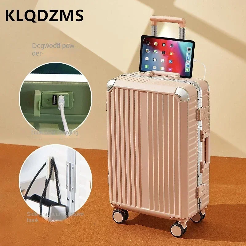 KLQDZMS-Alumínio Frame Trolley Case, forte e durável Boarding Box, Rolling Suitcase, bagagem de grande capacidade, 20 ", 22", 24 ", 26", 28"