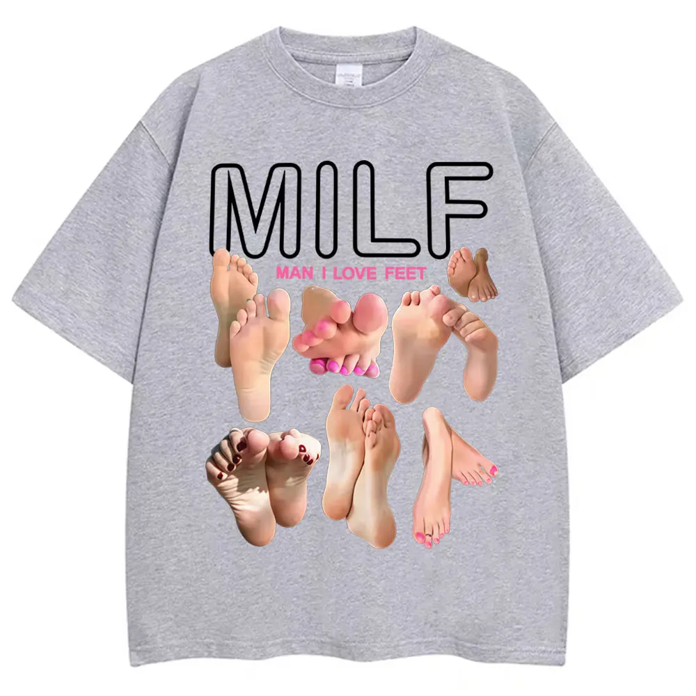 MILF رجل أحب أقدام مضحك ميمي تي شيرت الرجال النساء الفكاهة موضة تي شيرت لينة القطن س الرقبة المتضخم عادية تي شيرت الشارع الشهير