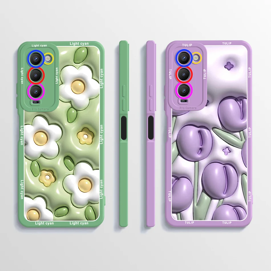 For Tecno Camon 18P Case Camon 18 Premier Soft Silicone Flower Cover For Tecno Camon 18 P 18i Camon18 18P 18Premier Case Fundas