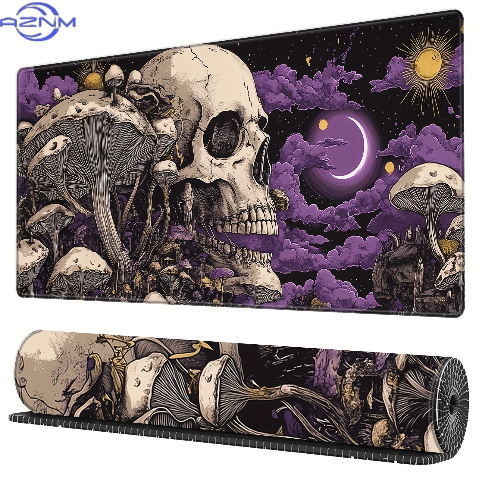 Large Gaming Mouse Pad 900x400MM Rubber Desk Mat Non-Slip Skeleton Mushroom Anime Design for Computer Office Keyboard Laptop