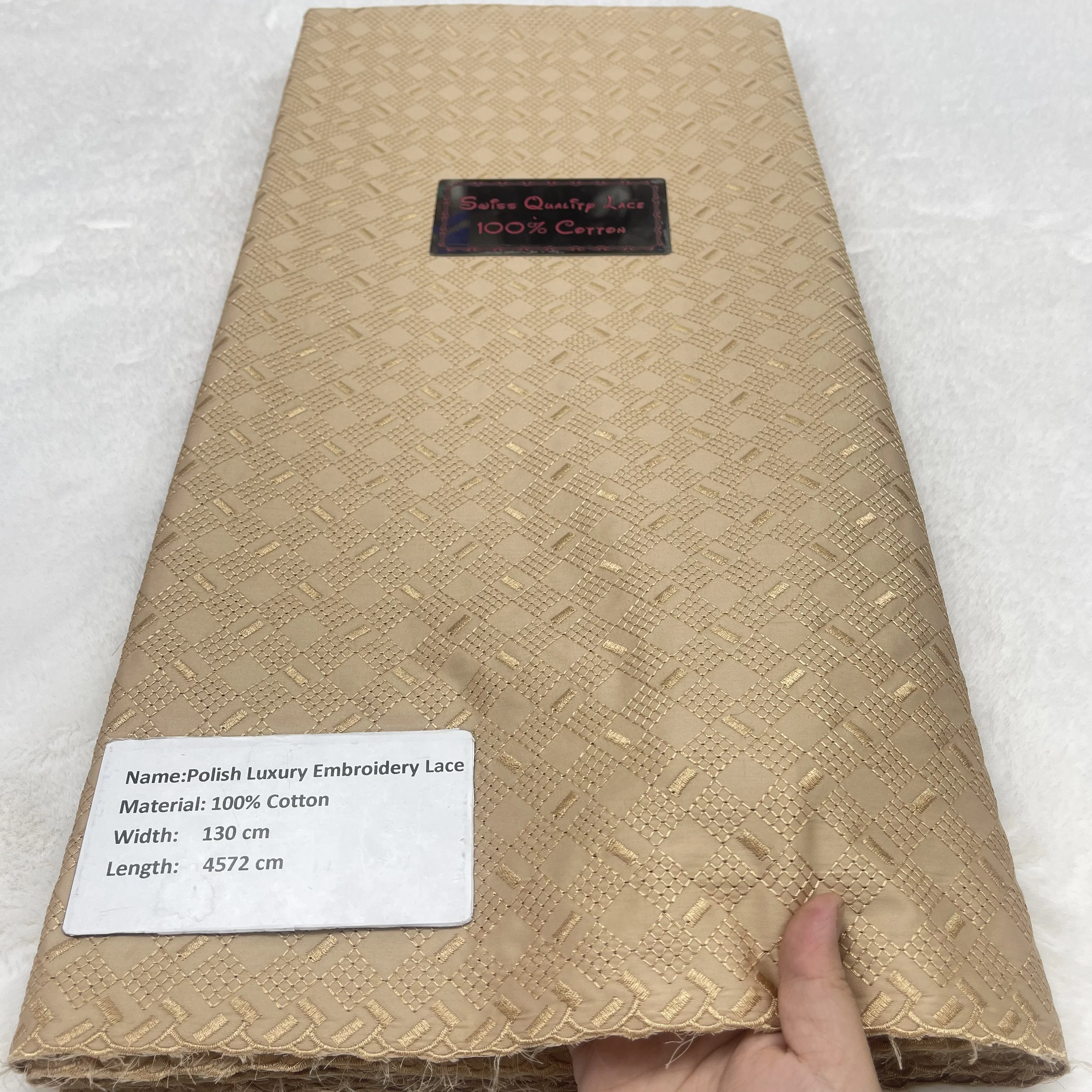 

High End 100% Cotton Polish Lace Fabric 2026 Hot Sale Swiss Lace Fabric for African Nigerian French Wedding Party Groom Dresses