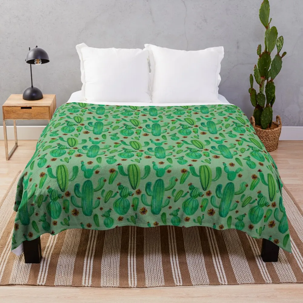 Watercolor Cactus Throw Blanket warm for winter Luxury Throw Extra Large Throw Blankets