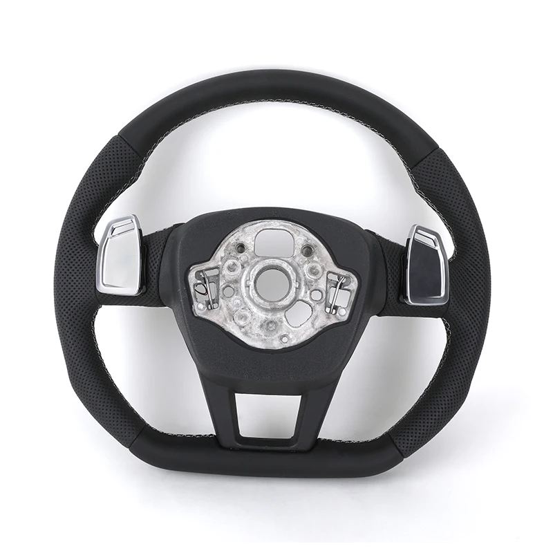 Customized S-Line S Line Volante Lenkrad Flat Bottom Half Leather Steering Wheel for Audi A3 A4 A5 A6 S3 S4 S5 S6 S7 RS4 RS5 RS6