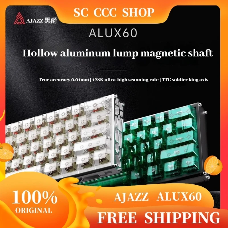 

AJAZZ ALUX60 Механическая клавиатура с ЧПУ по индивидуальному заказу с возможностью горячей замены, полностью алюминиевая магнитная ось, проводная игровая клавиатура, компьютерная офисная
