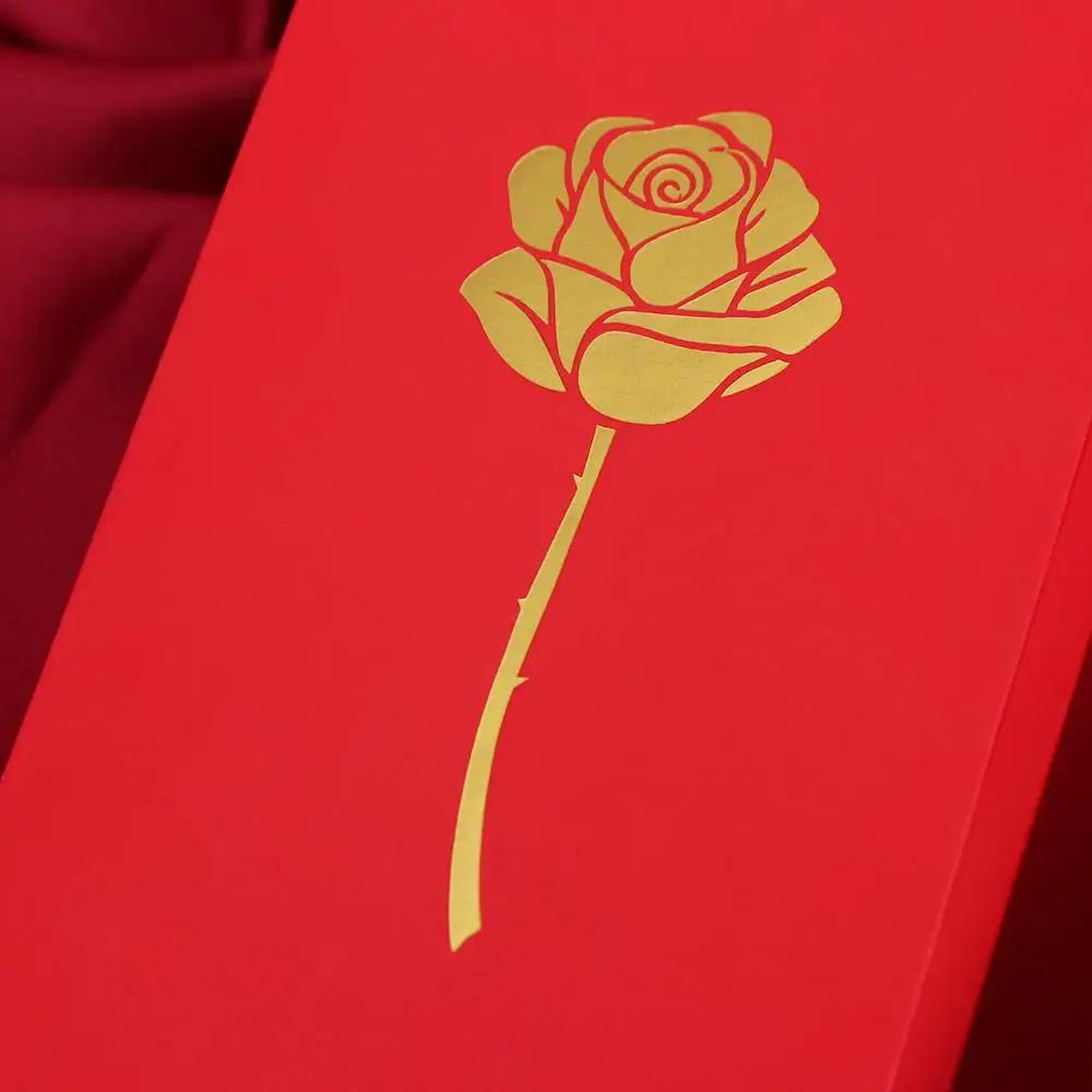 Romantic Simulation Rose Ring Box Velvet Red Jewelry Storage Box Pendant Packaging Portable Gift Display Box Holiday Gifts