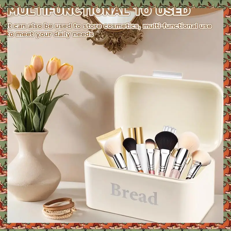 

ABLQ Vintage Bread Box Cupboard Iron Snack Box Desktop Finishing Dust-Proof Storage Box Storage Bin Keeper Food Kitchen Shelf Dé