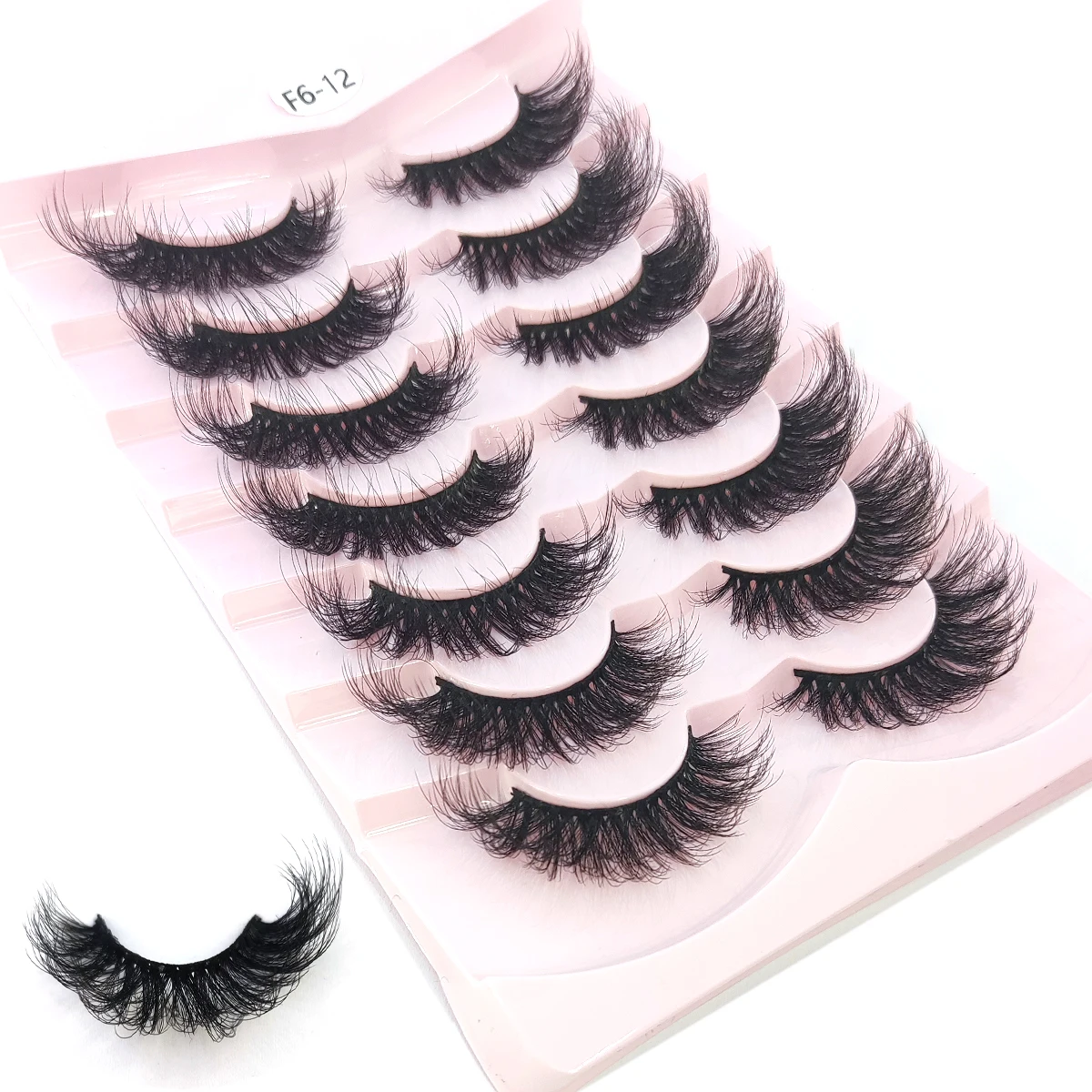 HBZGTLAD 3D人工ミンクつけまつげ7ペア、乱雑な髪の毛の厚くて長いミンクつけまつげ、メイクアップつけまつげ