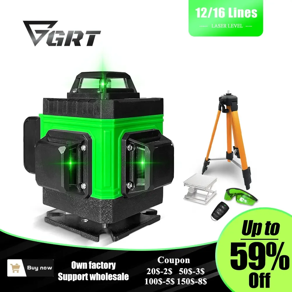 

GRT Laser Level 16 Lines 4D Self-Leveling 360 Horizontal And Vertical Cross Super Powerful Green Laser Level лазерный уровень