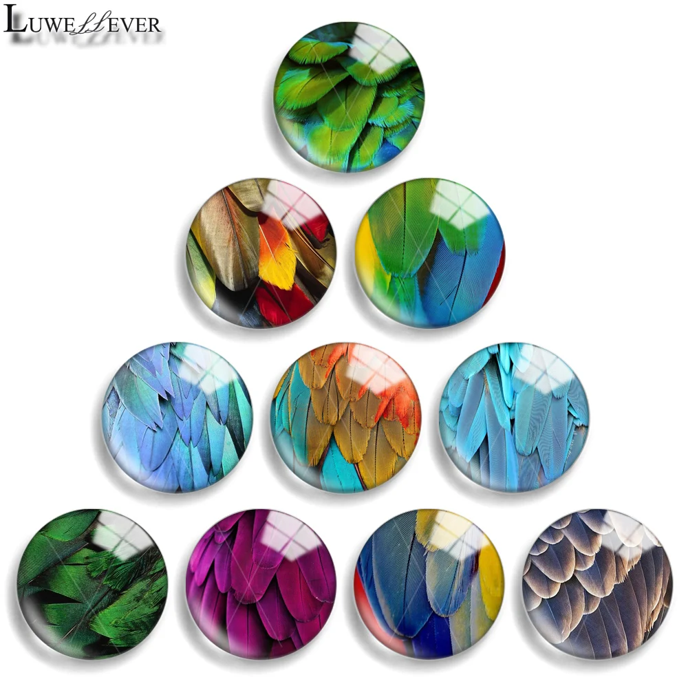 

10mm 12mm 20mm 25mm 30mm 40mm 820 Feather Mix Round Glass Cabochon Jewelry Finding 18mm Snap Button Charm Bracelet