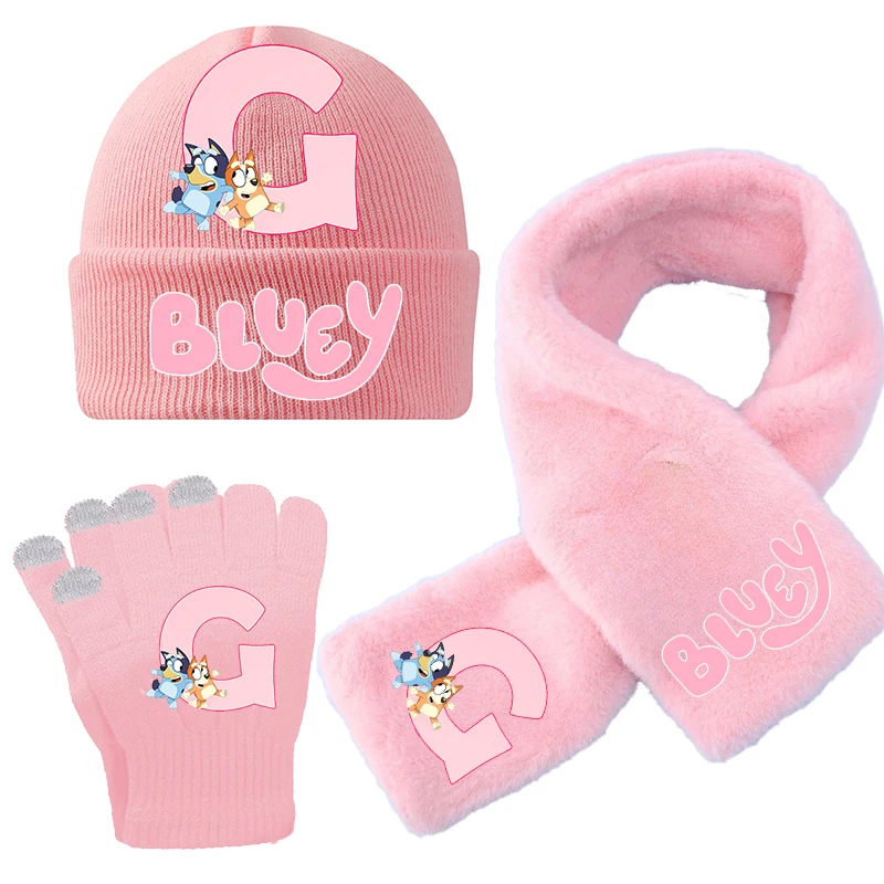 

Blueys Gloves Scarves Hats Fashion Cartoon Warm Combination Winter Outdoor Windproof Cold Proof Set Children's Birthday Gift