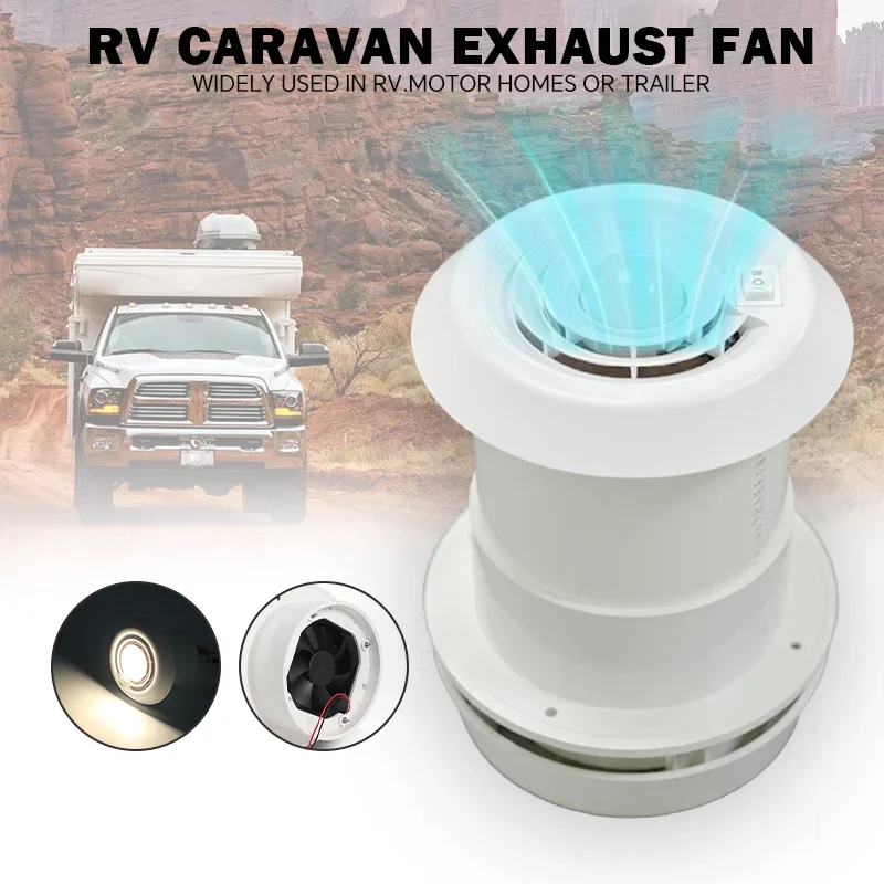 Ventilador de techo silencioso para RV de 12 V: rejilla de ventilación de enfriamiento duradera para autocaravana/campista/furgoneta de remolque de viaje (fácil de instalar, de bajo consumo)