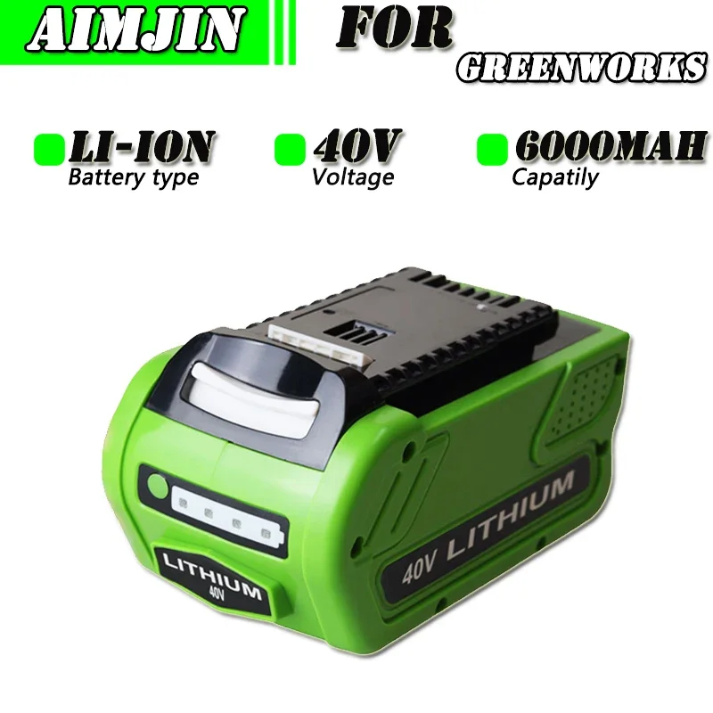 

40V 18650 Li-ion Rechargeable Battery 40V 6000mAh for GreenWorks 29462 29472 29282 G-MAX GMAX Lawn Mower Power Tools Battery