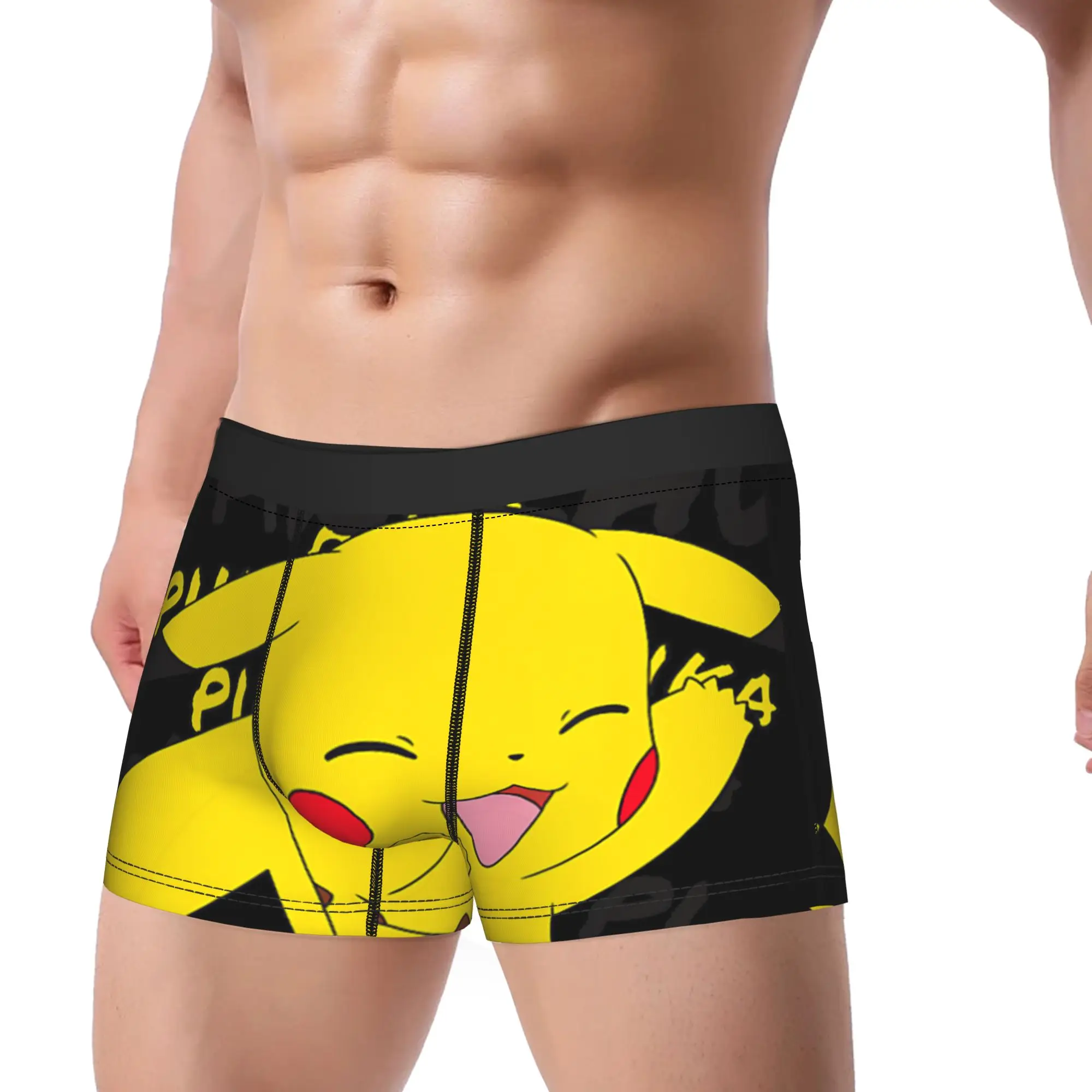 boxers Pokemon Pikachu Cracks A Joke Laughing Underpants Breathbale Panties Men's Underwear Shorts Boxer Briefs