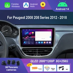 10.1 '' for Peugeot 2008 208 2012 - 2018 Android 14 HD Touch Screen Car Radio Video Multimedia Player 4G WiFi DSP Stereo GPS