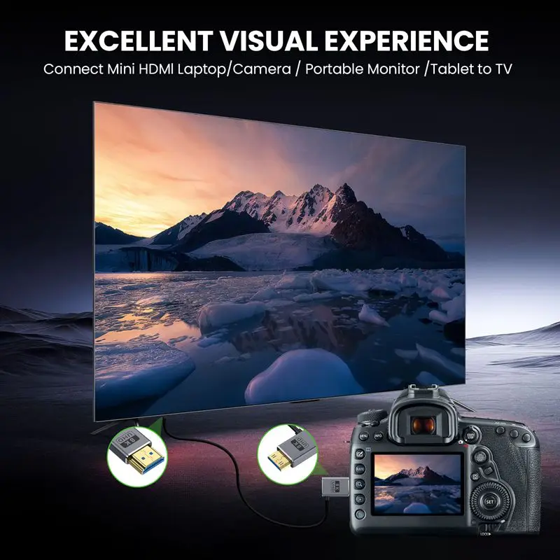 Coaxial 8K HDTV 2.1 Version Ultra-Fine Wire 2.5mm, 90° Mini HDTV Male to HDTV Female 8k@60hz 4k@120hz Camera Connection Cable