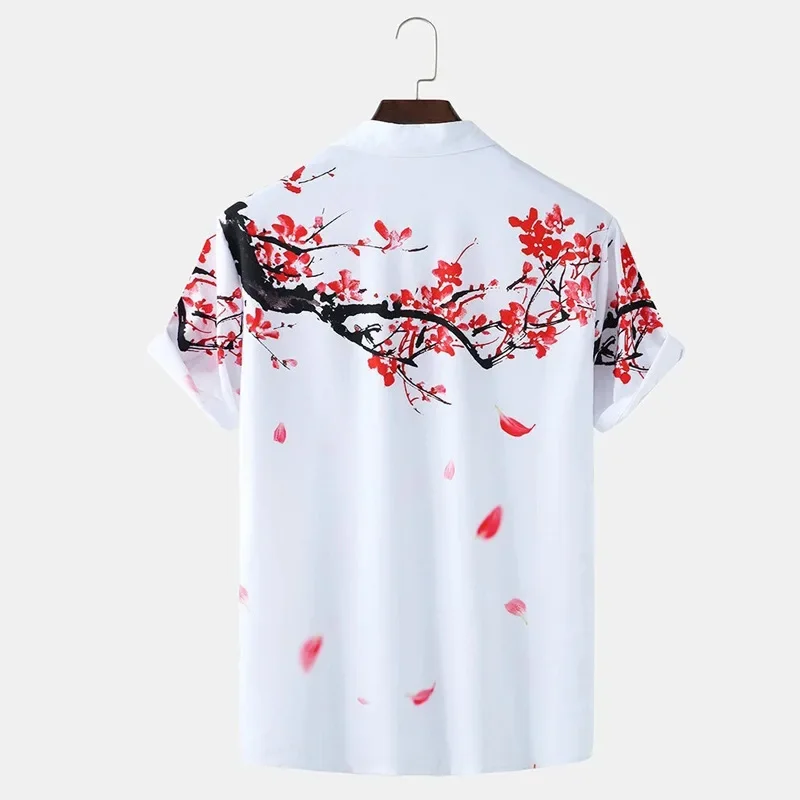 เสื้อเชิ้ตแขนสั้นฤดูร้อนผู้ชายเสื้อพิมพ์ลายเสื้อชายหาดเสื้อคลุมลำลองดีไซน์เสื้อผ้าผู้ชายสไตล์เกาหลีใหม่