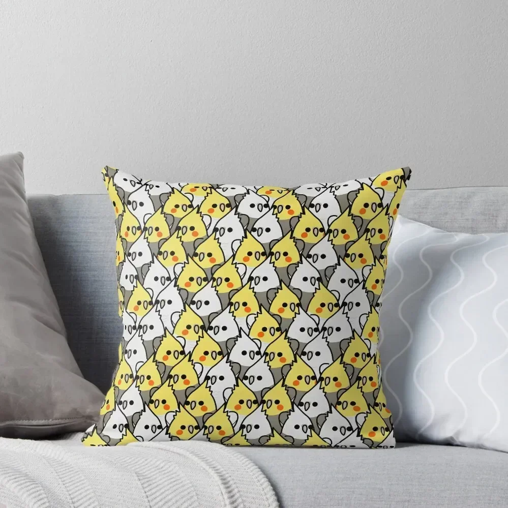 

Too Many Birds! - Cockatiel Squad Throw Pillow Sofas Covers Decorative Pillow Covers For Sofa Pillow Case Christmas