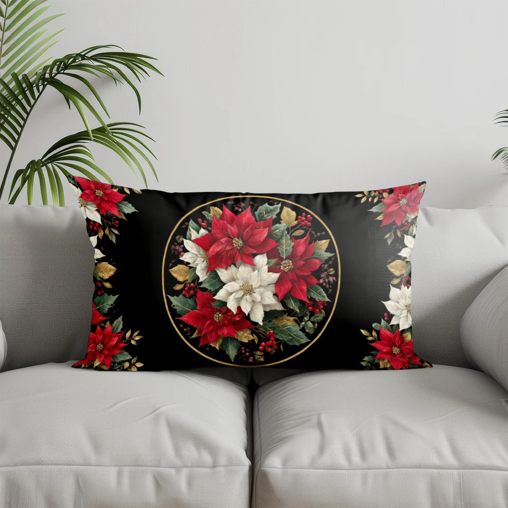 ديكور المنزل عيد الميلاد الصنوبر وهولي وسادة مناسبة ل أريكة غرفة نوم سيارة وسادة غطاء وسادة مستطيلة الظهر وسادة