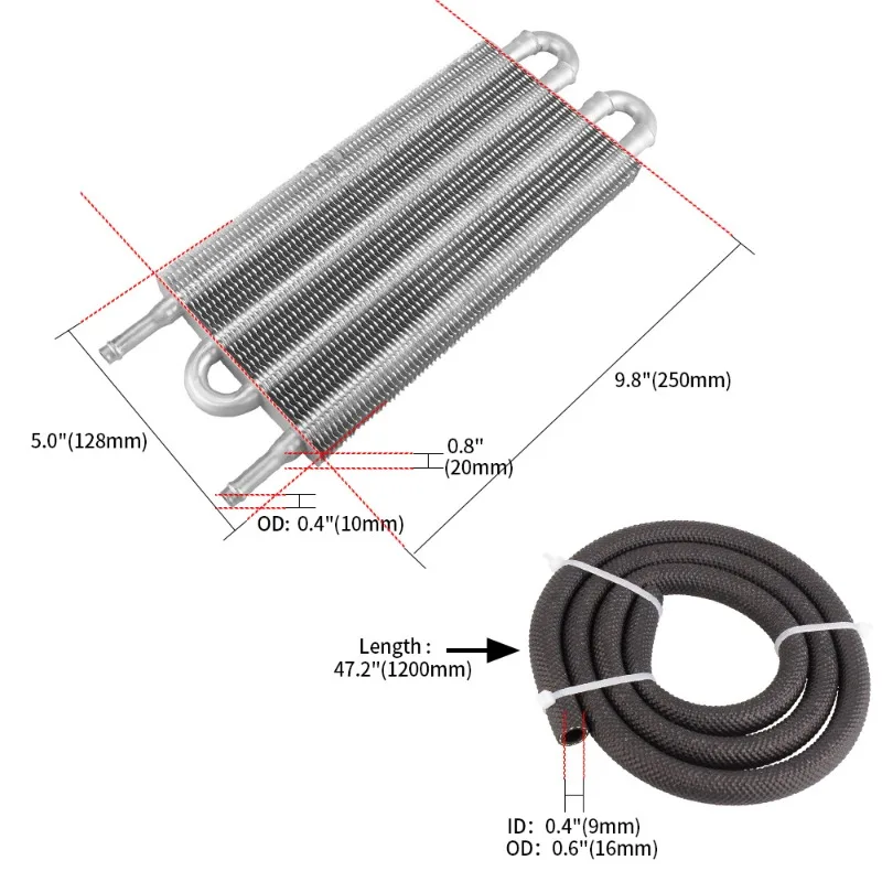 Auto Parts Air Conditioning Tubular Belt Condenser, Drain Tubular Oil Cooler Radiator 4/6/8 Row