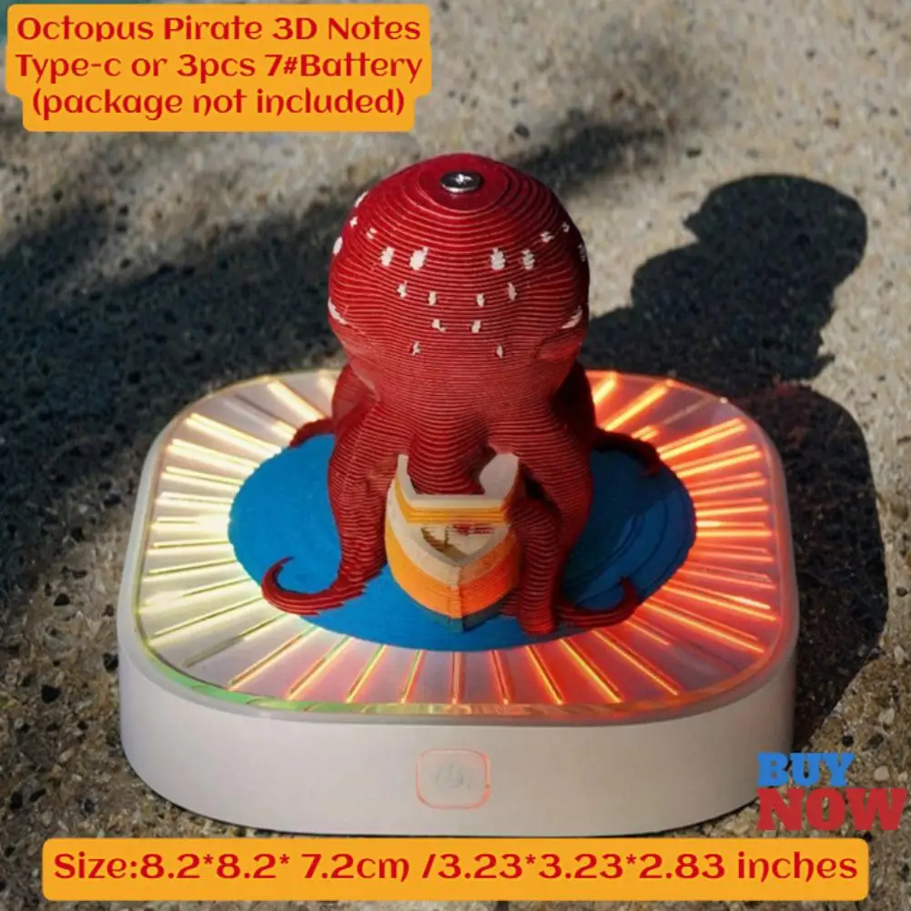 

Octopus Pirate Note 3D Year Calendar Notepad 3D Memo Pad Castle Sticky Note 3D Art Notes Block Office Accessories Birthday Gifts