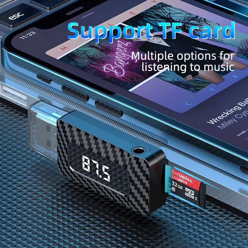 W3 | Menerima/mengirim Bluetooth | Bluetooth V5.3 | Pemancar FM | Mikrofon bawaan | Panggilan bebas genggam | Mendukung kartu TF | A