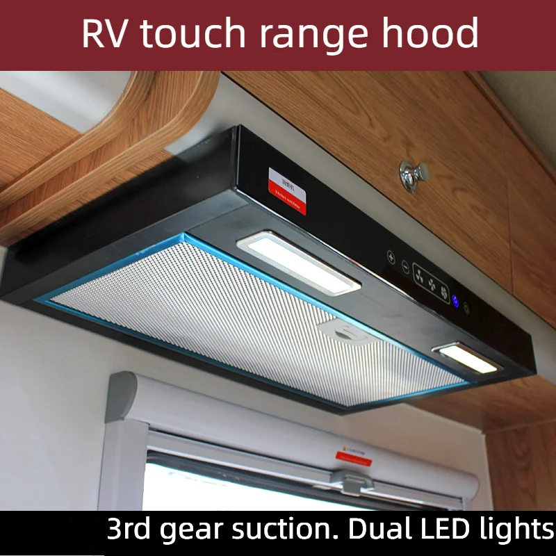 未使用！【RV用】 LEDライト付きレンジフード キャンピングカー・移動販売車に Rv車両ミニレンジフード、12v、車、キッチン、タッチスイッチ、LED
