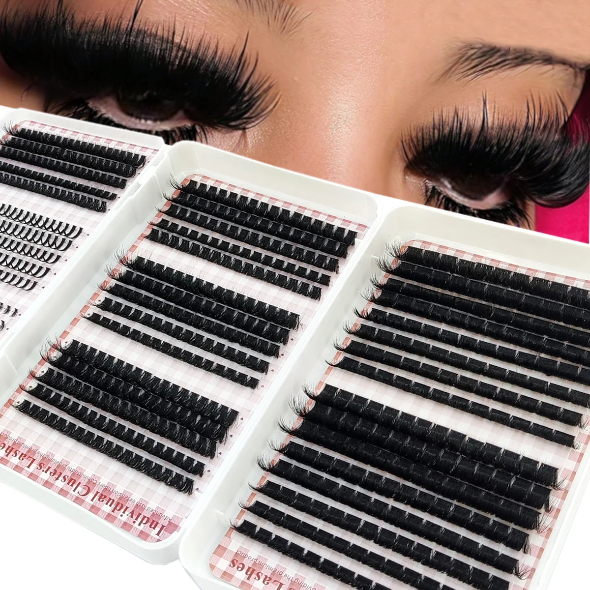 HBZGTLAD Neue flauschige Wimpern-Cluster 200D-60D – Untere Wimpern + Dornen-Cluster, Feen-Manga-Wimpern-Cluster, verlängerte Wimpern-Cluster mit Spikes für den Augenbereich – Detail 9