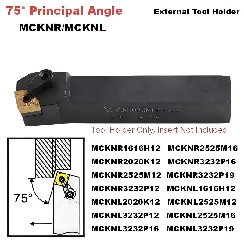 CNC Lathe External Turning Tool Holder 75° M‑Clamp MCKNR/MCKNR Right & Left Hand Tool Post Accessories for CNMG Inserts