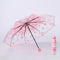 New Transparent Cherry Flower Umbrella Anti-literature Folding Umbrella Anti-ultraviolet Sun Umbrella