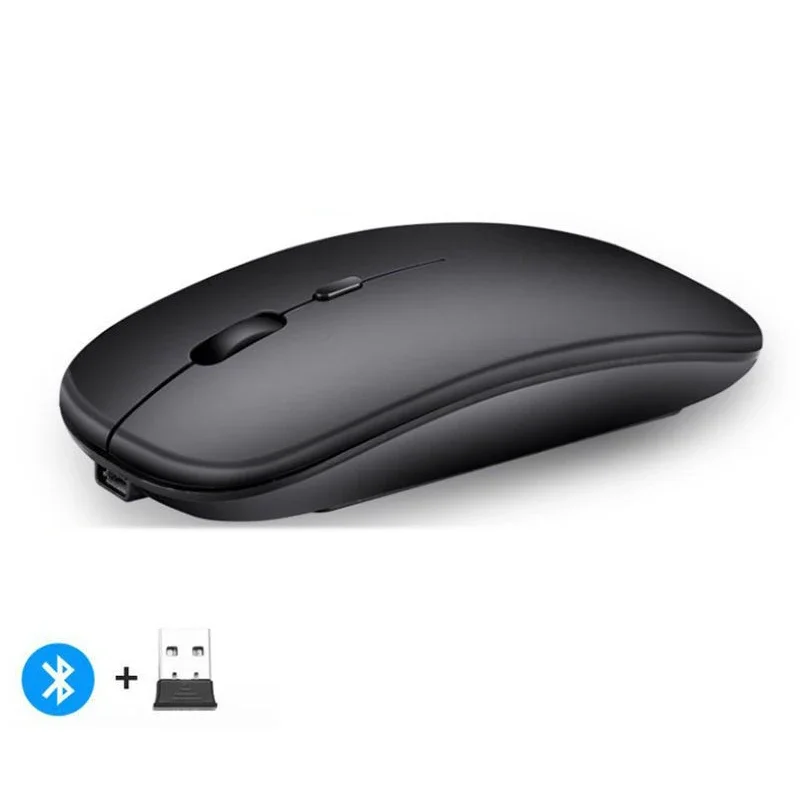 Oplaadbare draadloze muis Bluetooth-compatibele 2,4 GHz dubbele modi computermuizen met nano-ontvanger voor pc-laptop Macbook