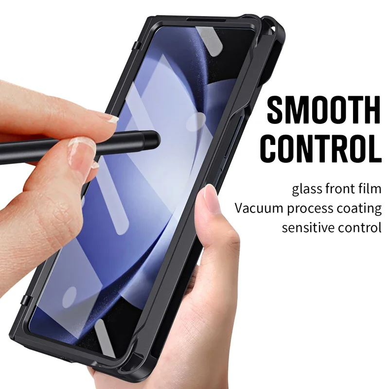 For Samsung Galaxy Z Fold 5 Case All-inclusive Hinge Protection with Tempered Glass Stylus Pen Stand Folding Cover For Z Fold 5