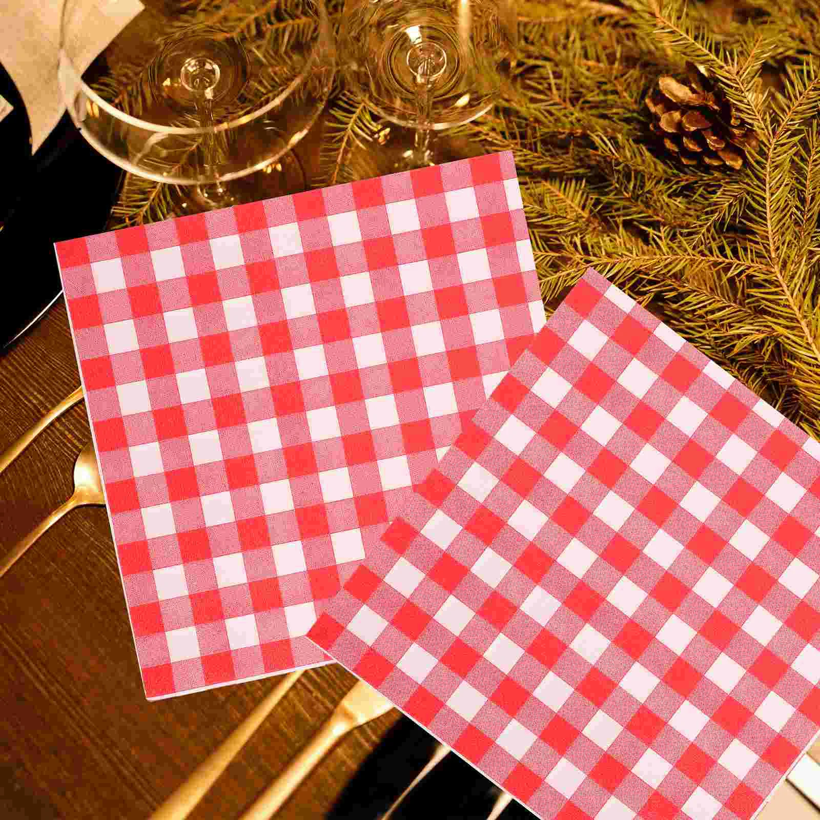 Serviettes de Table à Carreaux, Décoratives, pour Festival, Hôtel, Bureau, Banquets de Mariage, Vacances, Ménage, 80 Feuilles